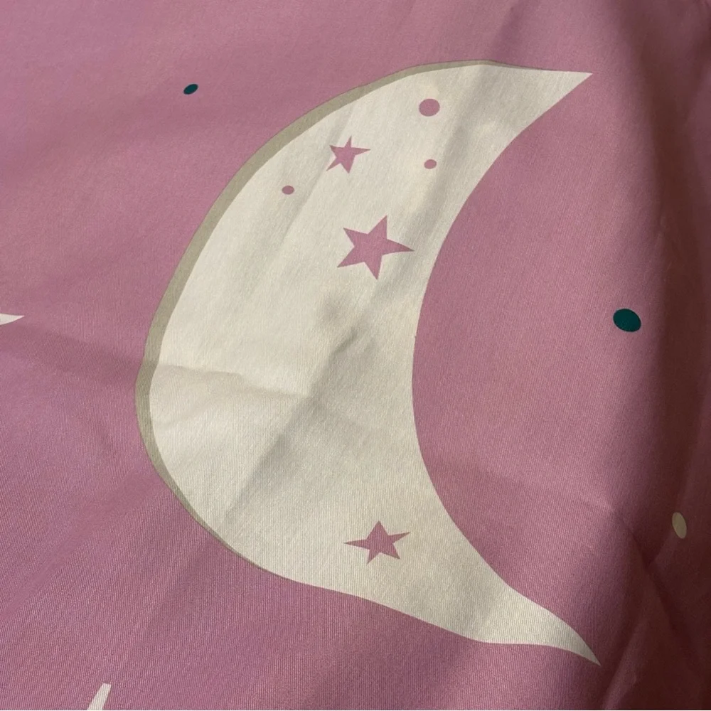 Pillowfort Shower Curtain- Unicorn Rainbow Clouds Moon Stars- Purple Pink Green